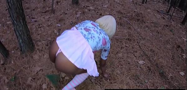  Crawl Bitch! My Grown Wife Daughter In Law Earning Her Room In My House, Petite Ebony Msnovember Crawling On Woods Ground For Daddy, Slim Booty With Wedgie Inside Her EbonyButt on Sheisnovember